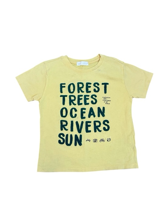 Zara Other - Zara Yellow Tee with Forest Trees Ocean Rivers Sun Graphic